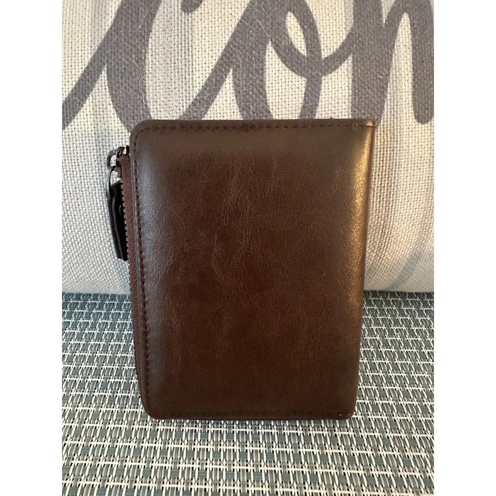 AIKS KANGAROO Brown Bifold Wallet with Zipper, Credit Card Holder, Men's